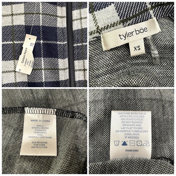 NWT Tyler Boe Plaid Full Sleeve Faux Leather Trim Tunic XS - Picture 12 of 12